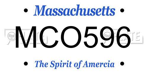 MCO596 Massachusetts License Plate