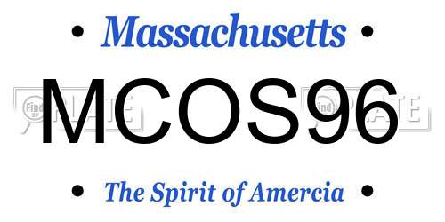 MCOS96 Massachusetts License Plate