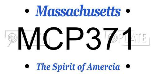 MCP371 Massachusetts License Plate