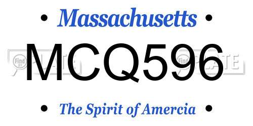 MCQ596 Massachusetts License Plate
