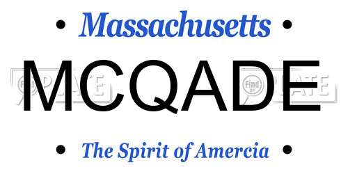 MCQADE Massachusetts License Plate