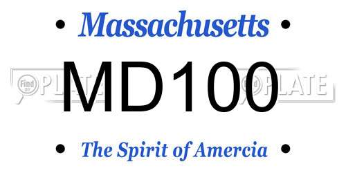 MD100 Massachusetts License Plate