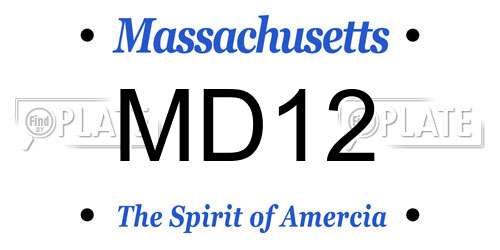 MD12 Massachusetts License Plate