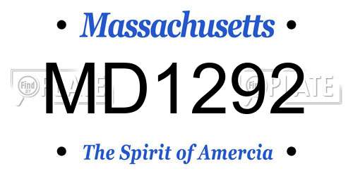MD1292 Massachusetts License Plate