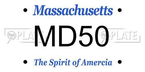 MD50 Massachusetts License Plate