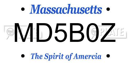 MD5B0Z Massachusetts License Plate