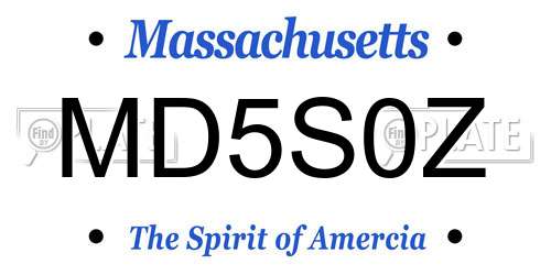 MD5S0Z Massachusetts License Plate