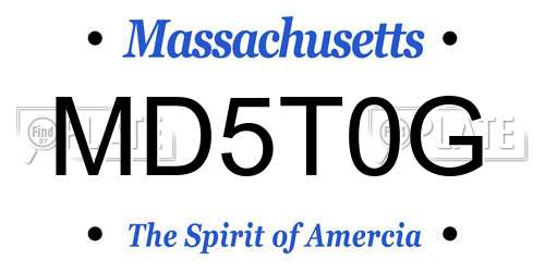 MD5T0G Massachusetts License Plate