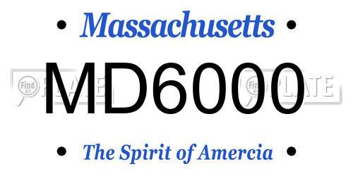 MD6000 Massachusetts License Plate