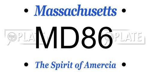 MD86 Massachusetts License Plate
