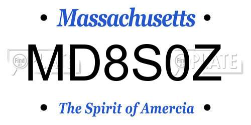MD8S0Z Massachusetts License Plate