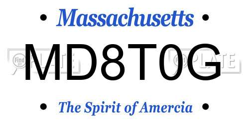 MD8T0G Massachusetts License Plate