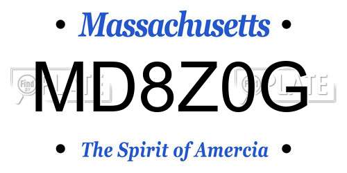 MD8Z0G Massachusetts License Plate