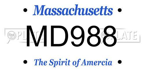 MD988 Massachusetts License Plate