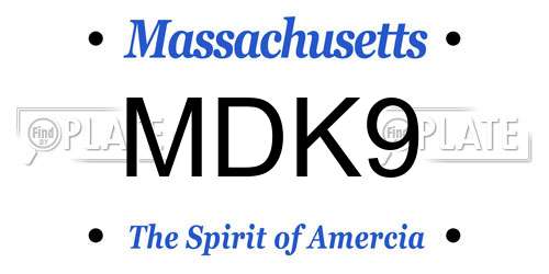 MDK9 Massachusetts License Plate