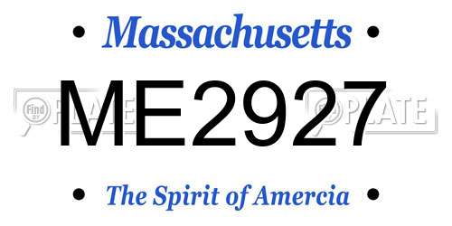 ME2927 Massachusetts License Plate