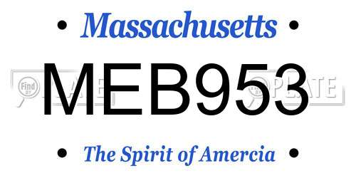 MEB953 Massachusetts License Plate