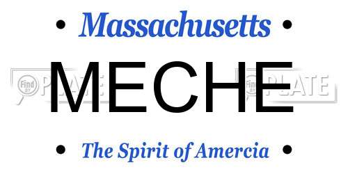 MECHE Massachusetts License Plate