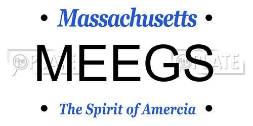 MEEGS Massachusetts License Plate