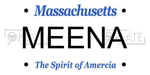 MEENA Massachusetts License Plate