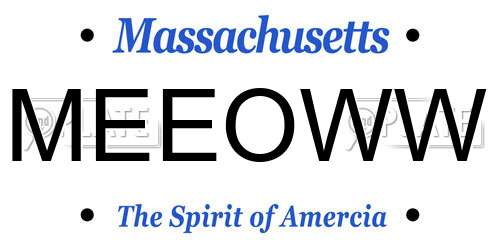 MEEOWW Massachusetts License Plate
