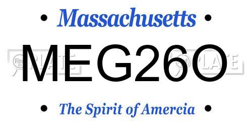 MEG26O Massachusetts License Plate