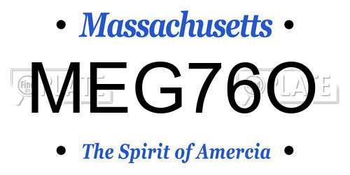 MEG76O Massachusetts License Plate