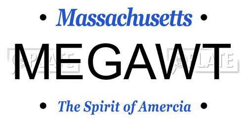 MEGAWT Massachusetts License Plate