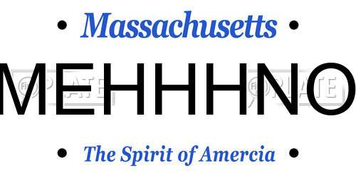 MEHHHNO Massachusetts License Plate