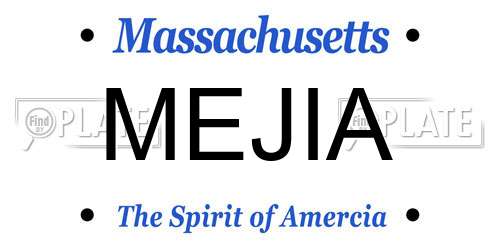 MEJIA Massachusetts License Plate
