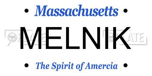 MELNIK Massachusetts License Plate