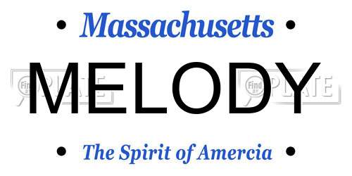 MELODY Massachusetts License Plate