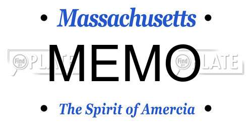 MEMO Massachusetts License Plate