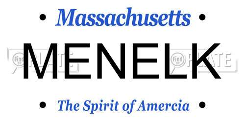 MENELK Massachusetts License Plate