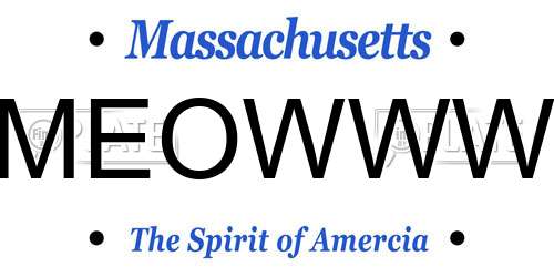 MEOWWW Massachusetts License Plate