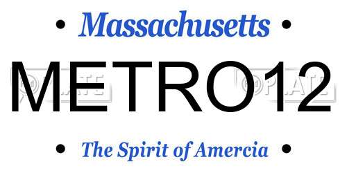 METRO12 Massachusetts License Plate