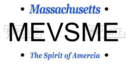MEVSME Massachusetts License Plate