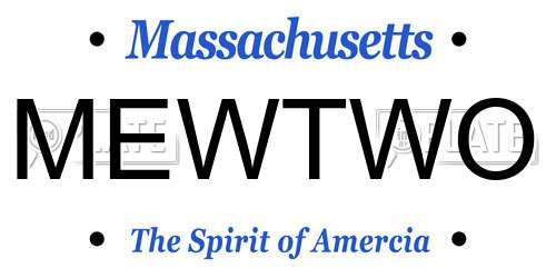 MEWTWO Massachusetts License Plate