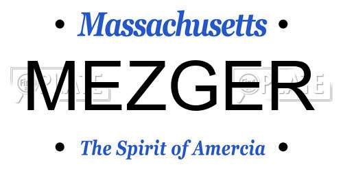 MEZGER Massachusetts License Plate