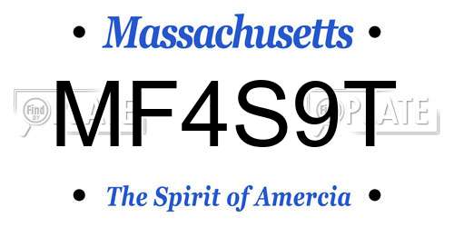MF4S9T Massachusetts License Plate