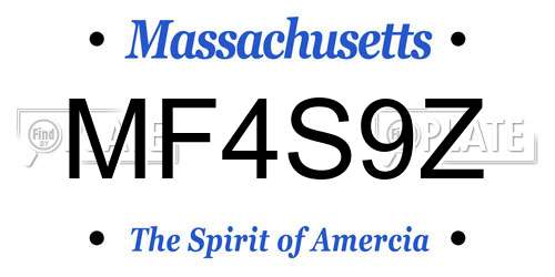 MF4S9Z Massachusetts License Plate