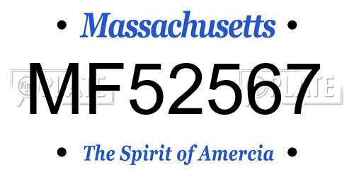 MF52567 Massachusetts License Plate