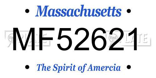 MF52621 Massachusetts License Plate