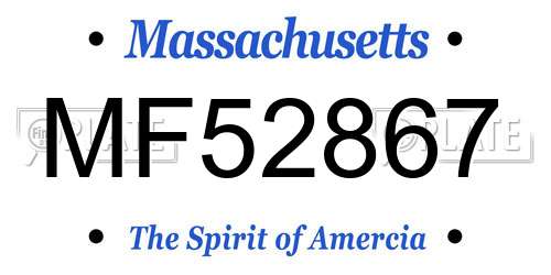 MF52867 Massachusetts License Plate