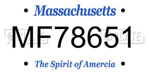 MF78651 Massachusetts License Plate
