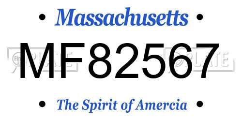 MF82567 Massachusetts License Plate