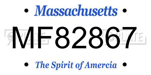 MF82867 Massachusetts License Plate