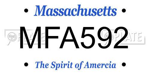 MFA592 Massachusetts License Plate