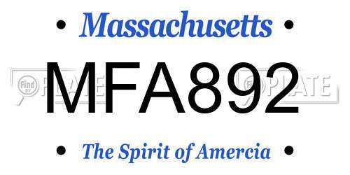 MFA892 Massachusetts License Plate