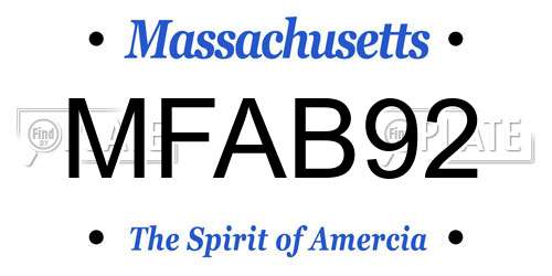 MFAB92 Massachusetts License Plate